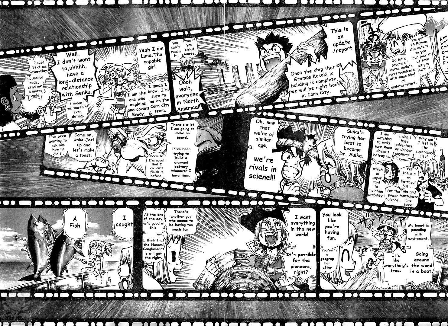 Dr. Stone Manga Chapter 201 page 6 - Morse Talk scene