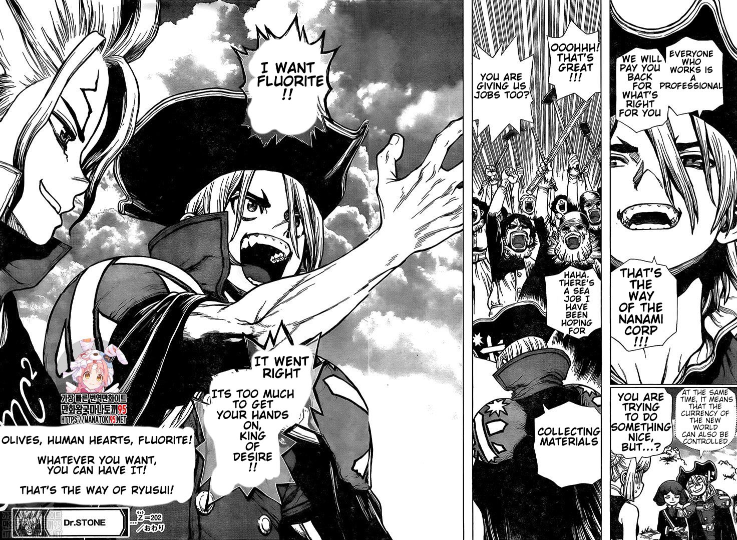 Dr. Stone Manga Chapter 202 page 16 - Ryusui Corp. scene
