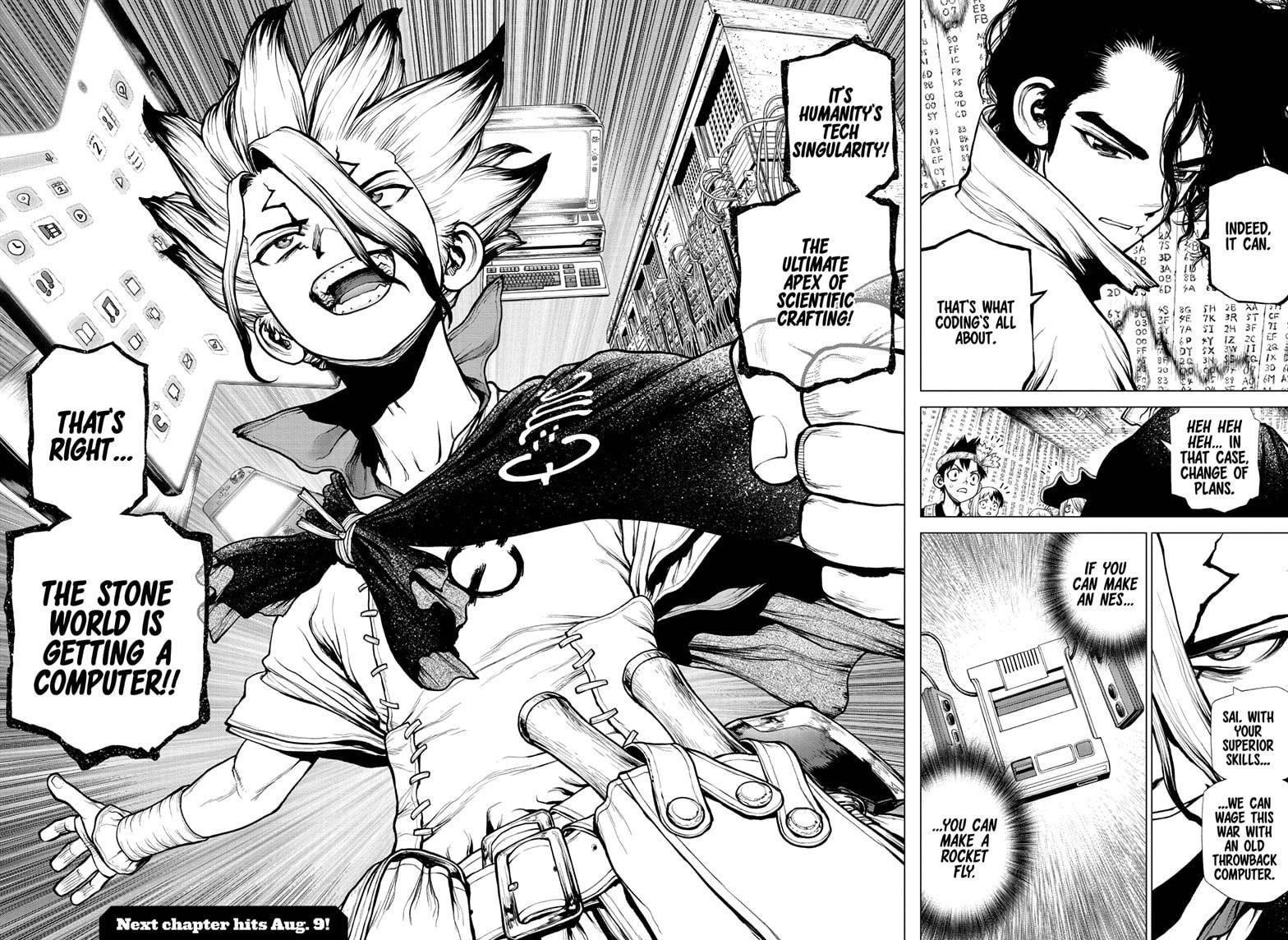 Dr. Stone Manga Chapter 205 page 15 - Universe of Zeroes and Ones scene