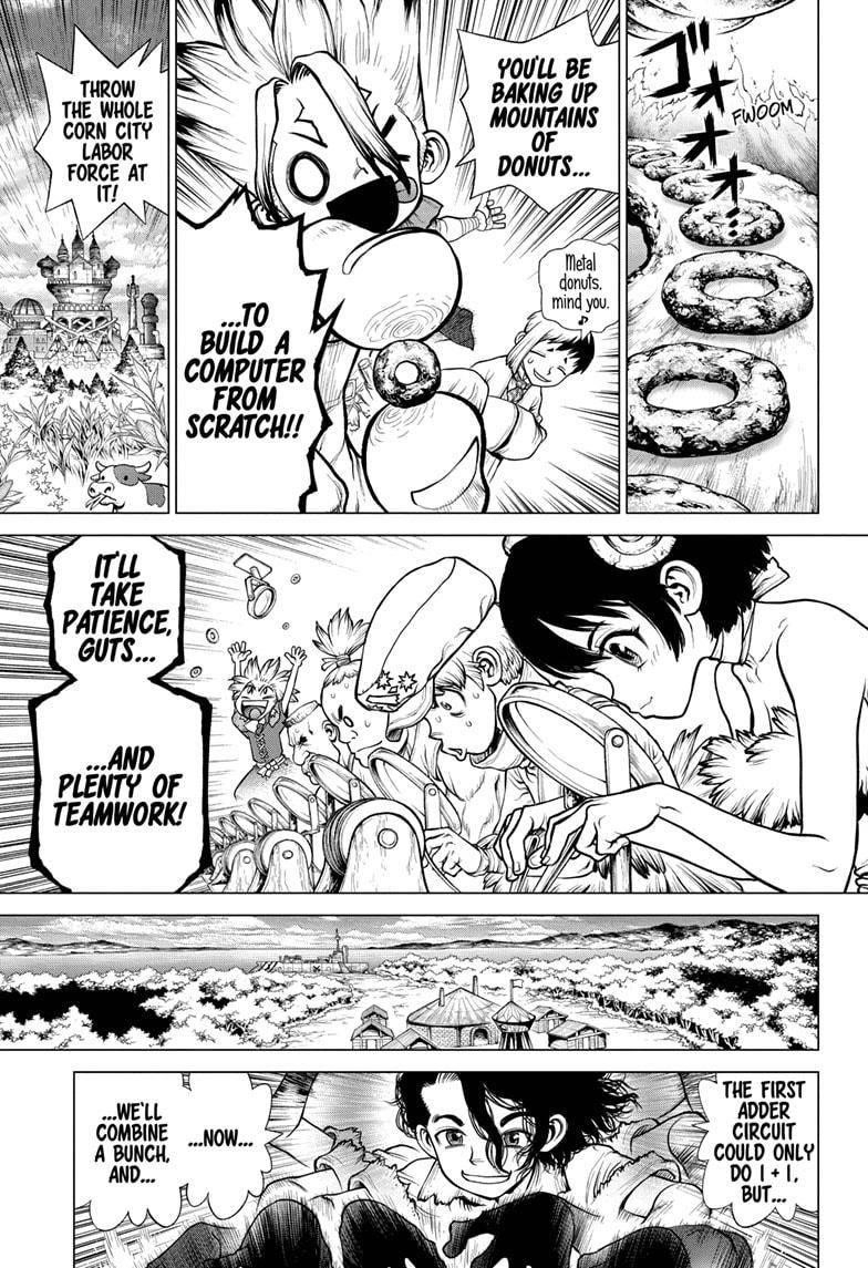 Dr. Stone Manga Chapter 207 page 1 - Linking the Circuit Diagram scene