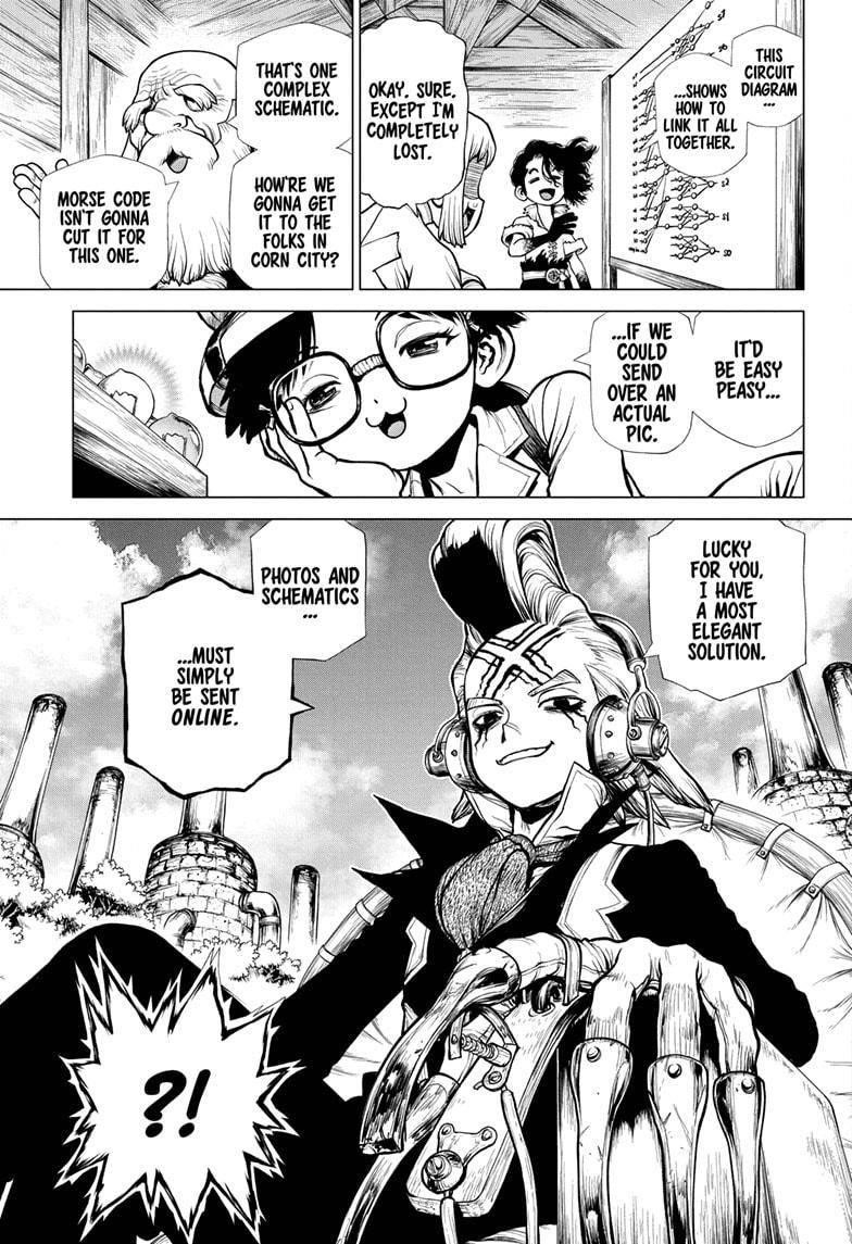 Dr. Stone Manga Chapter 207 page 3 - Linking the Circuit Diagram scene