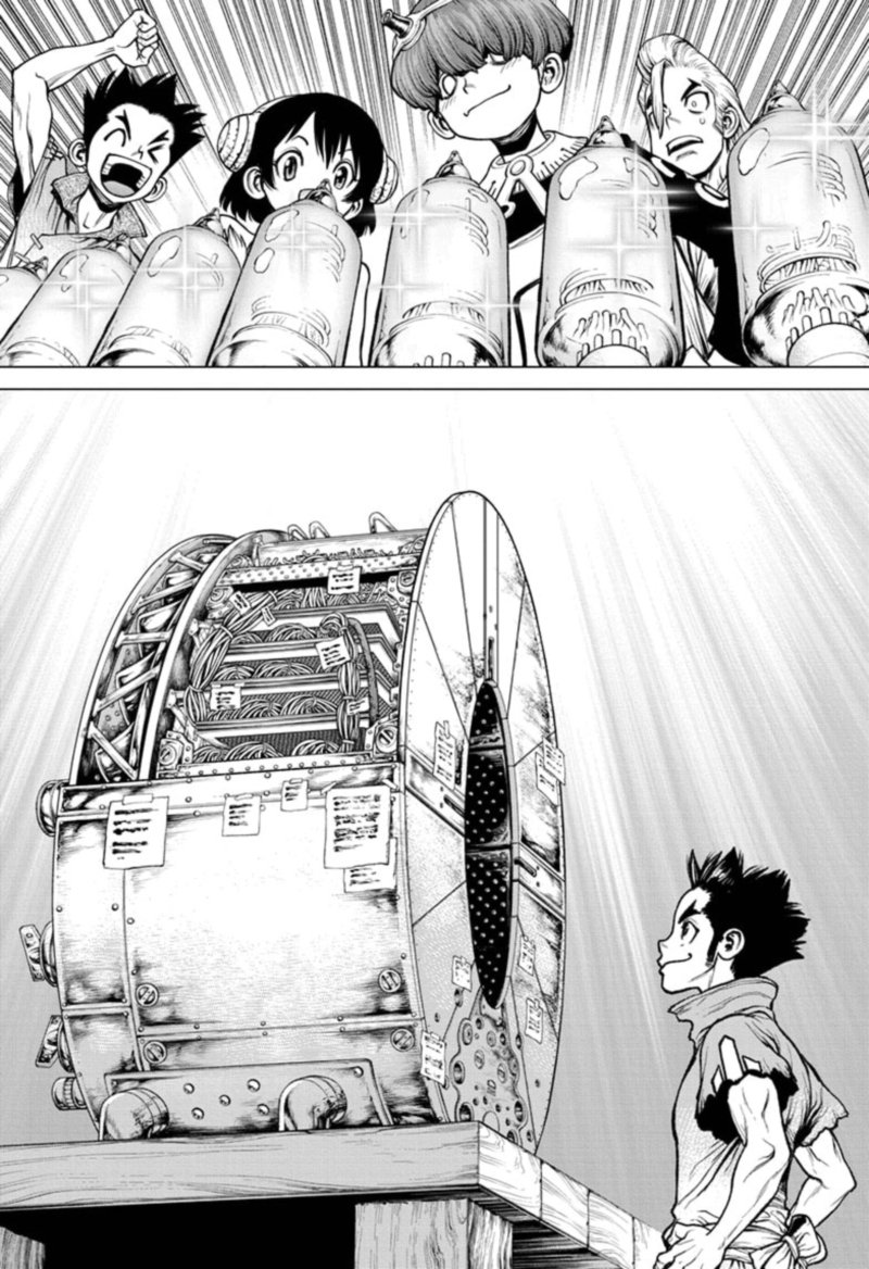 Dr. Stone Manga Chapter 208 page 11 - Science Transcends Humanity scene