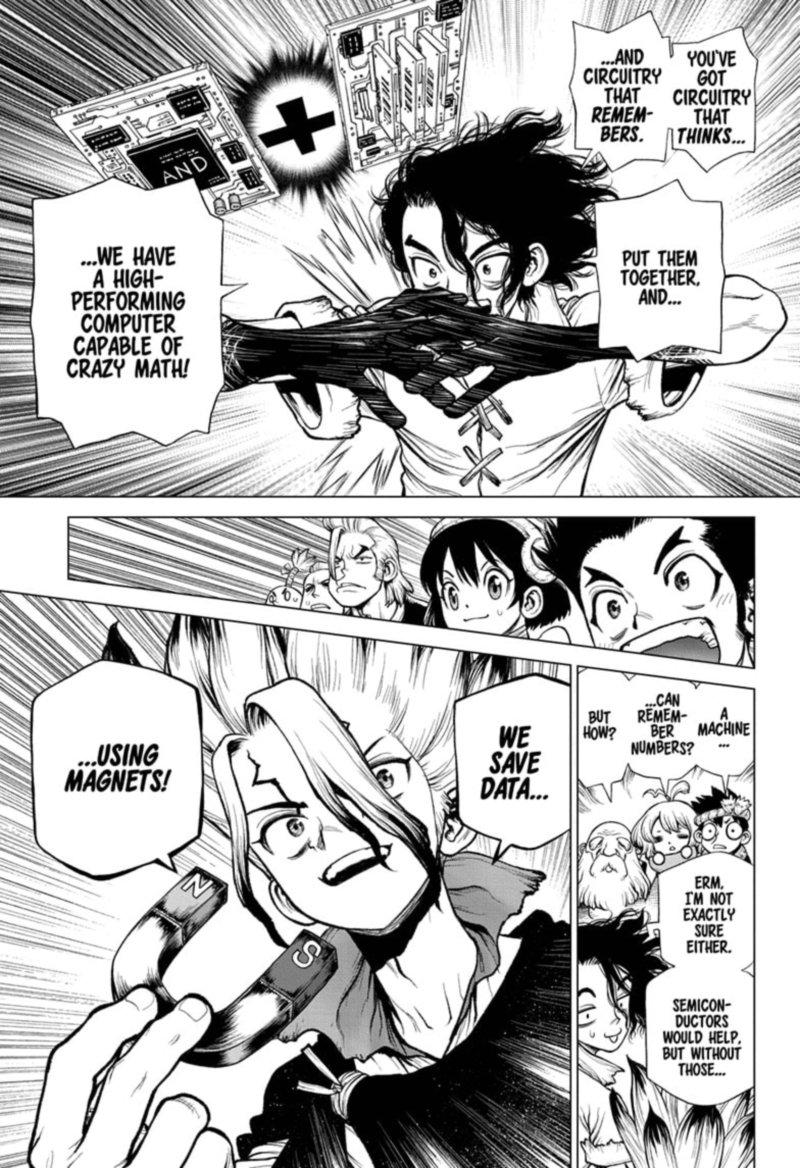 Dr. Stone Manga Chapter 208 page 5 - Science Transcends Humanity scene