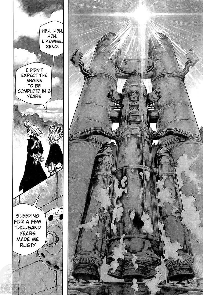 Dr. Stone Manga Chapter 215 page 10 - Long, Long Road scene