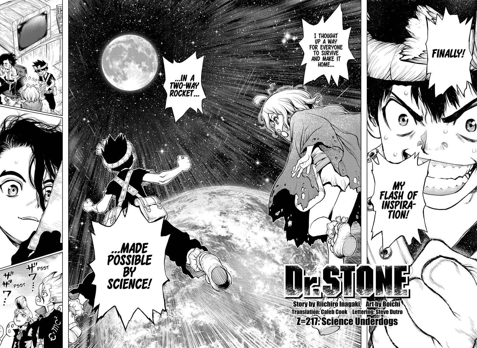 Dr. Stone Manga Chapter 217 page 4 - Science Underdogs scene