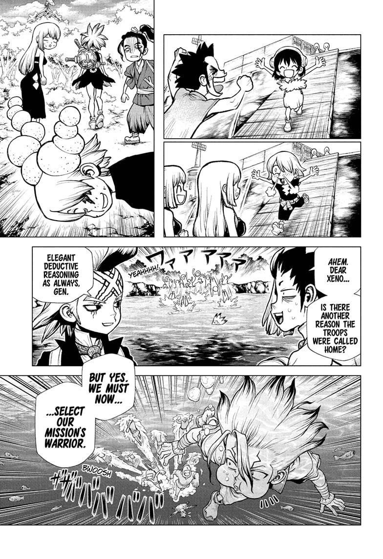 Dr. Stone Manga Chapter 219 page 7 - Three Heroes scene