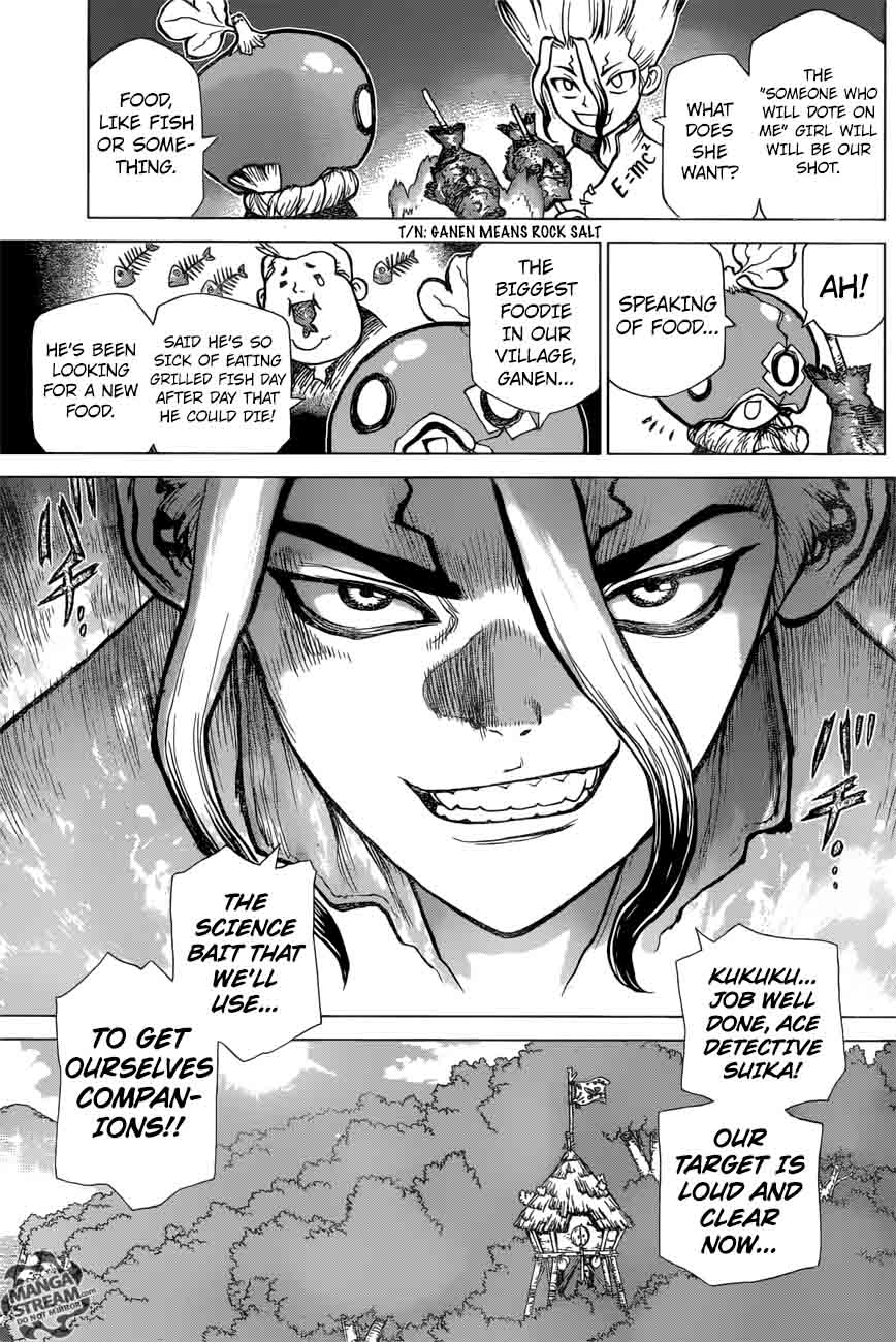 Dr. Stone Manga Chapter 22 page 7 - Survival Gourmet scene