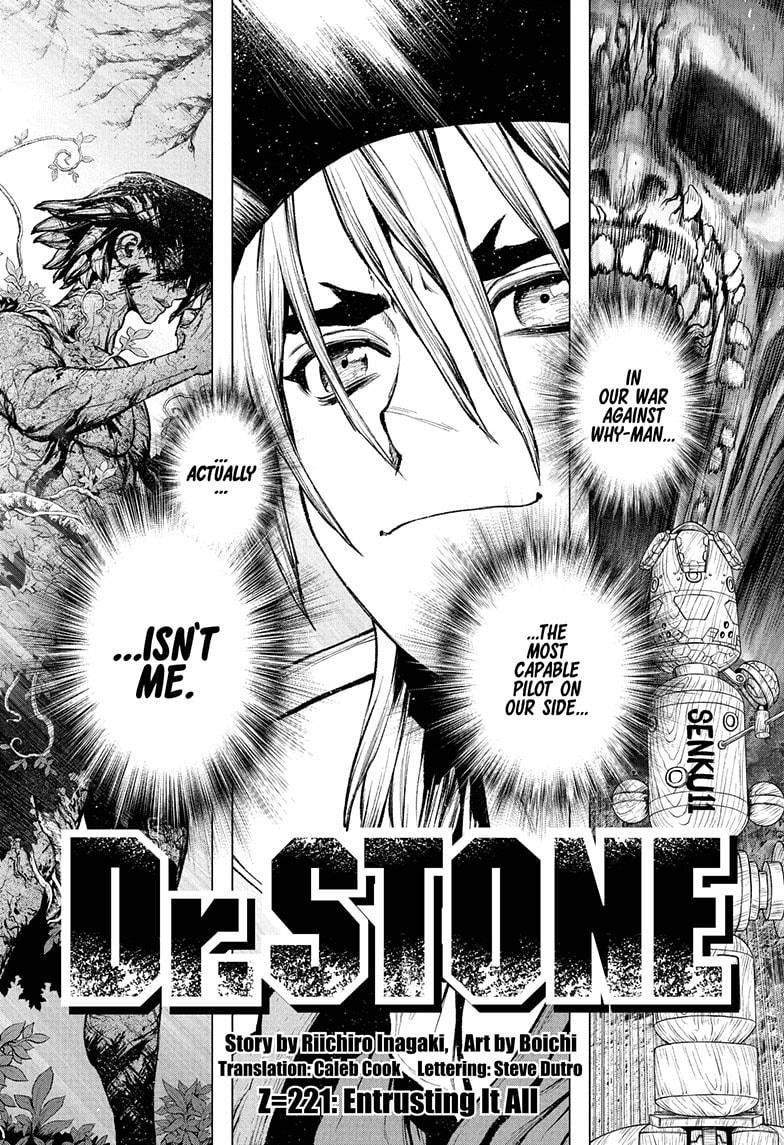 Dr. Stone Manga Chapter 221 page 1 - Entrusting It All scene