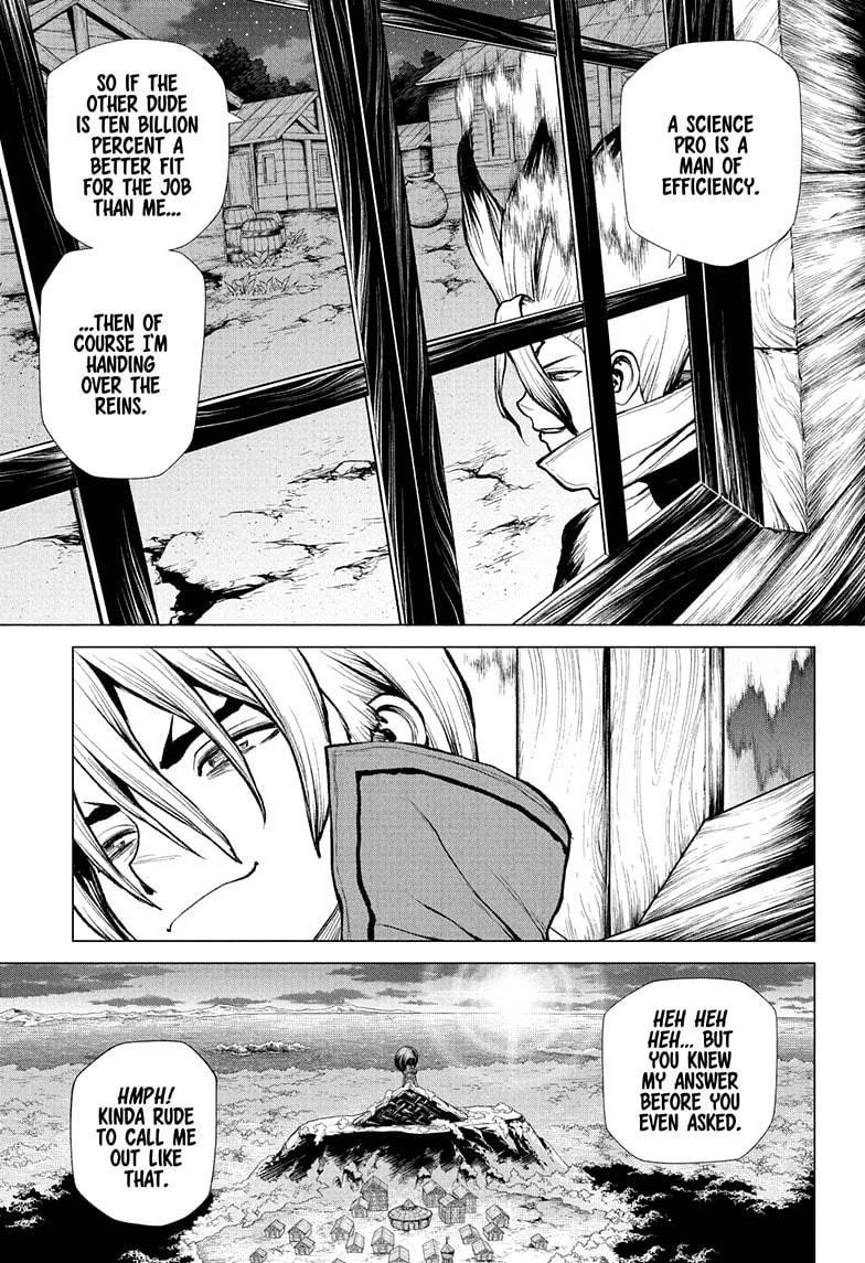 Dr. Stone Manga Chapter 221 page 5 - Entrusting It All scene