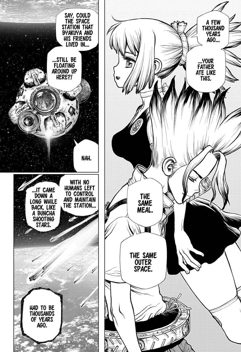 Dr. Stone Manga Chapter 224 page 14 - In Space scene