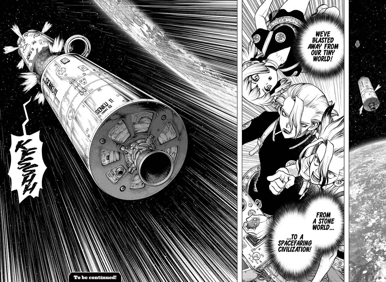 Dr. Stone Manga Chapter 224 page 16 - In Space scene