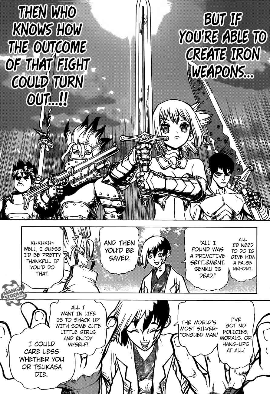 Dr. Stone Manga Chapter 23 page 16 - The Smooth Talker scene