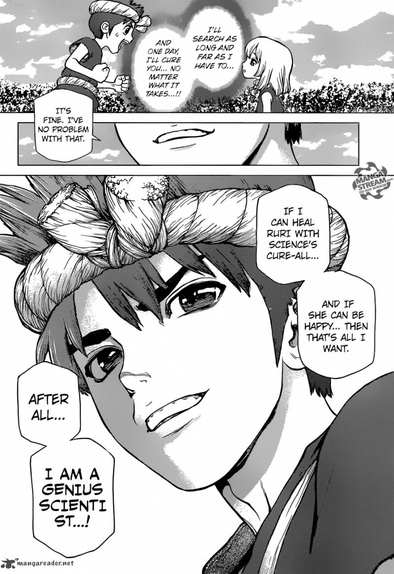 Dr. Stone Manga Chapter 27 page 15 - A Certain Scientist's Wish scene