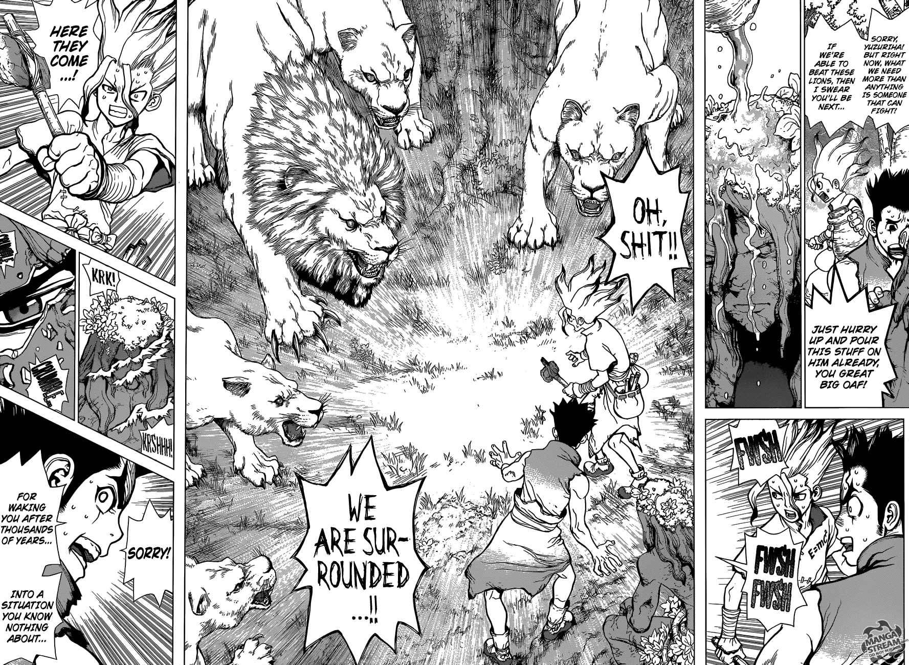 Dr. Stone Manga Chapter 3 page 14 - King of The Stone World scene