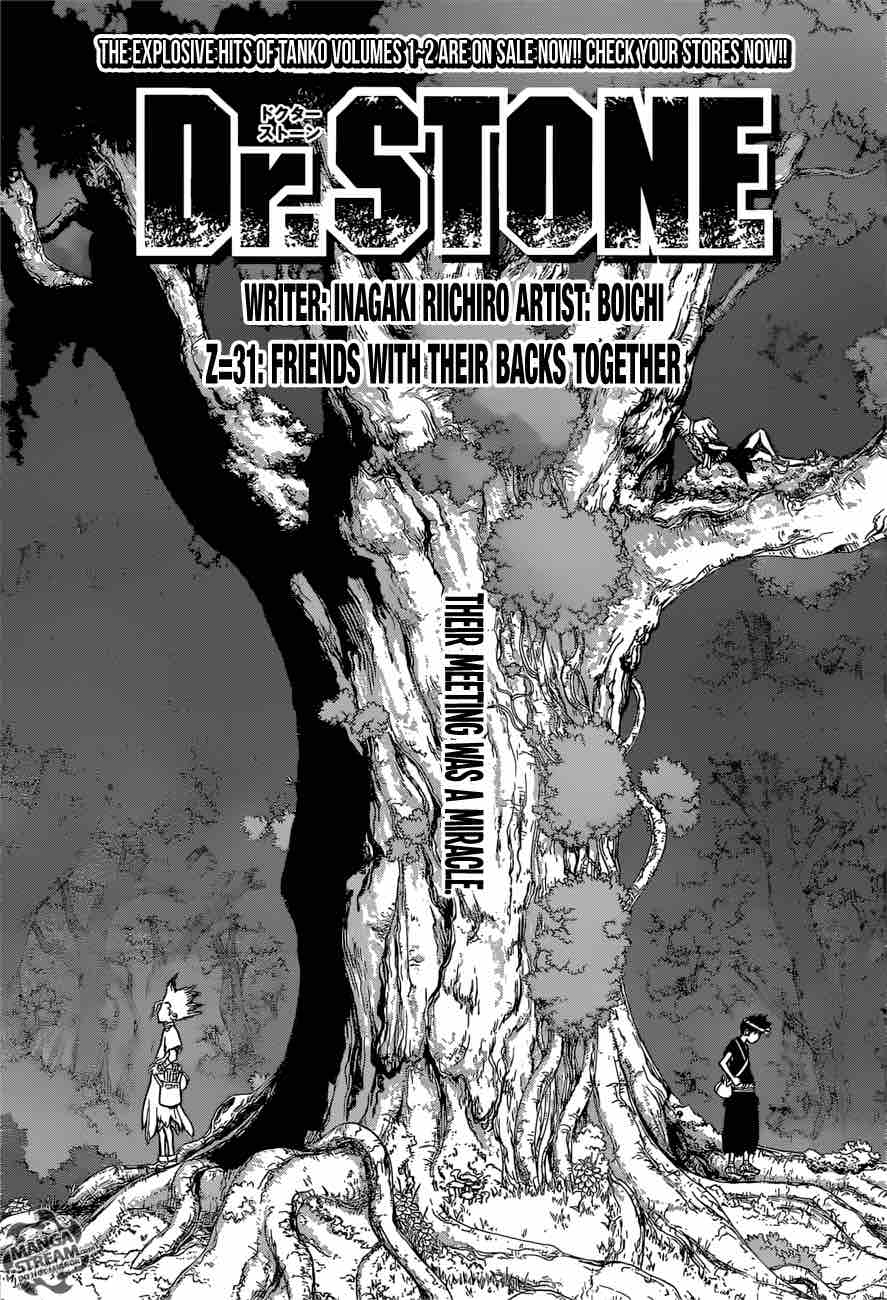 Dr. Stone Manga Chapter 31 page 1 - Friends Have Each Other's Backs scene