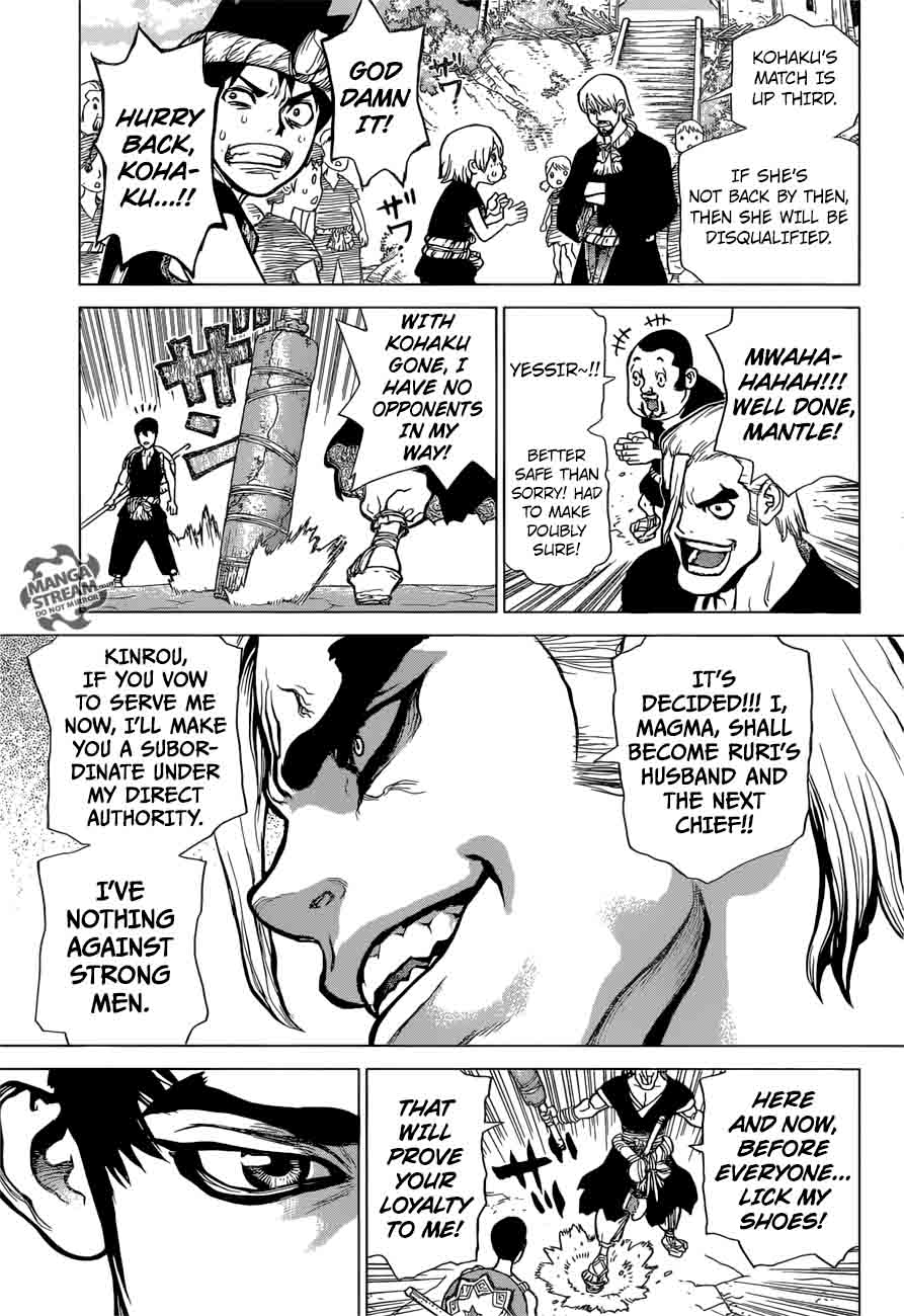Dr. Stone Manga Chapter 34 page 17 - Sneaky Grand Bout Strategy scene