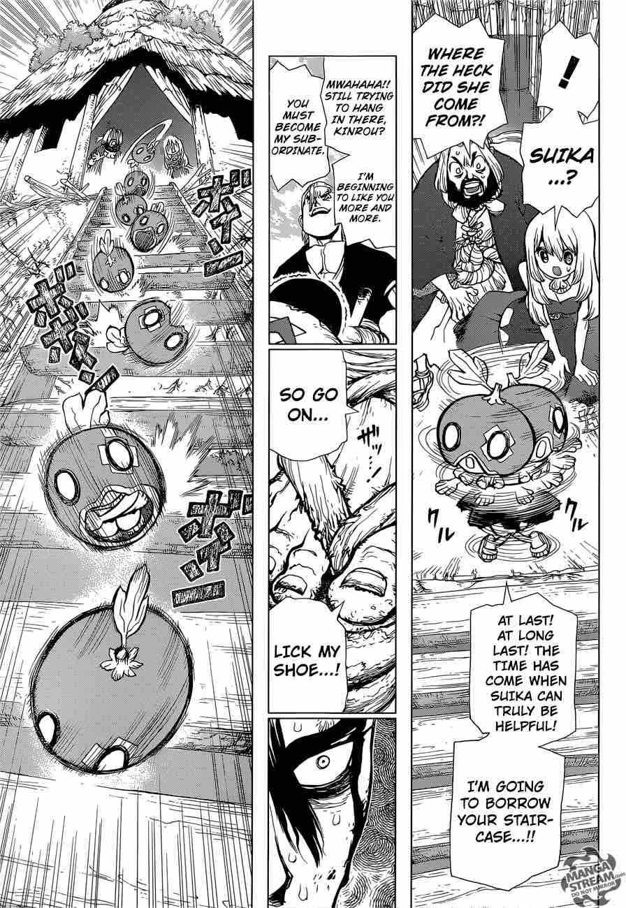 Dr. Stone Manga Chapter 35 page 10 - The Masked Warrior scene