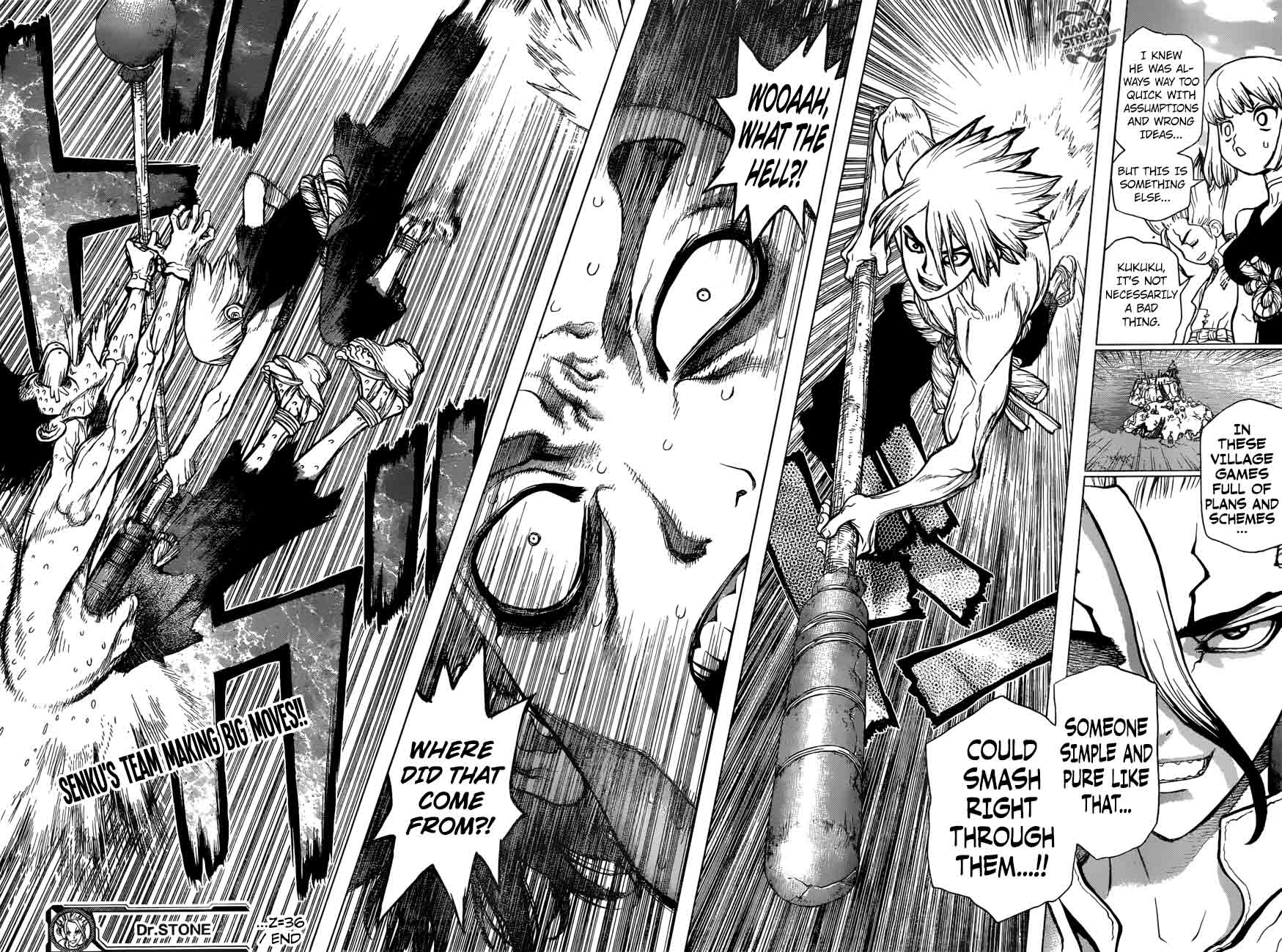 Dr. Stone Manga Chapter 36 page 18 - Kinro and Ginro scene
