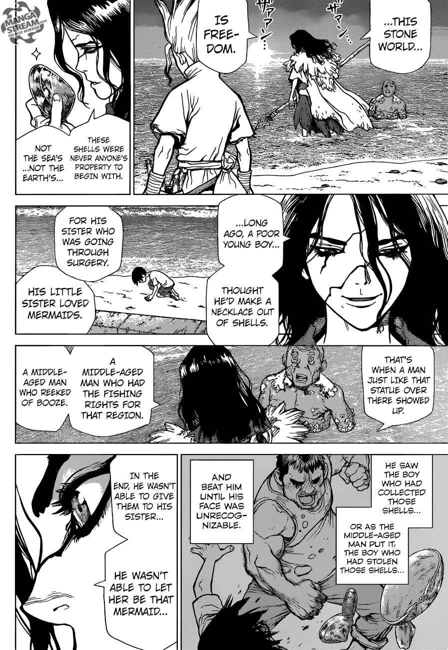 Dr. Stone Manga Chapter 4 page 13 - Pure White Seashells scene