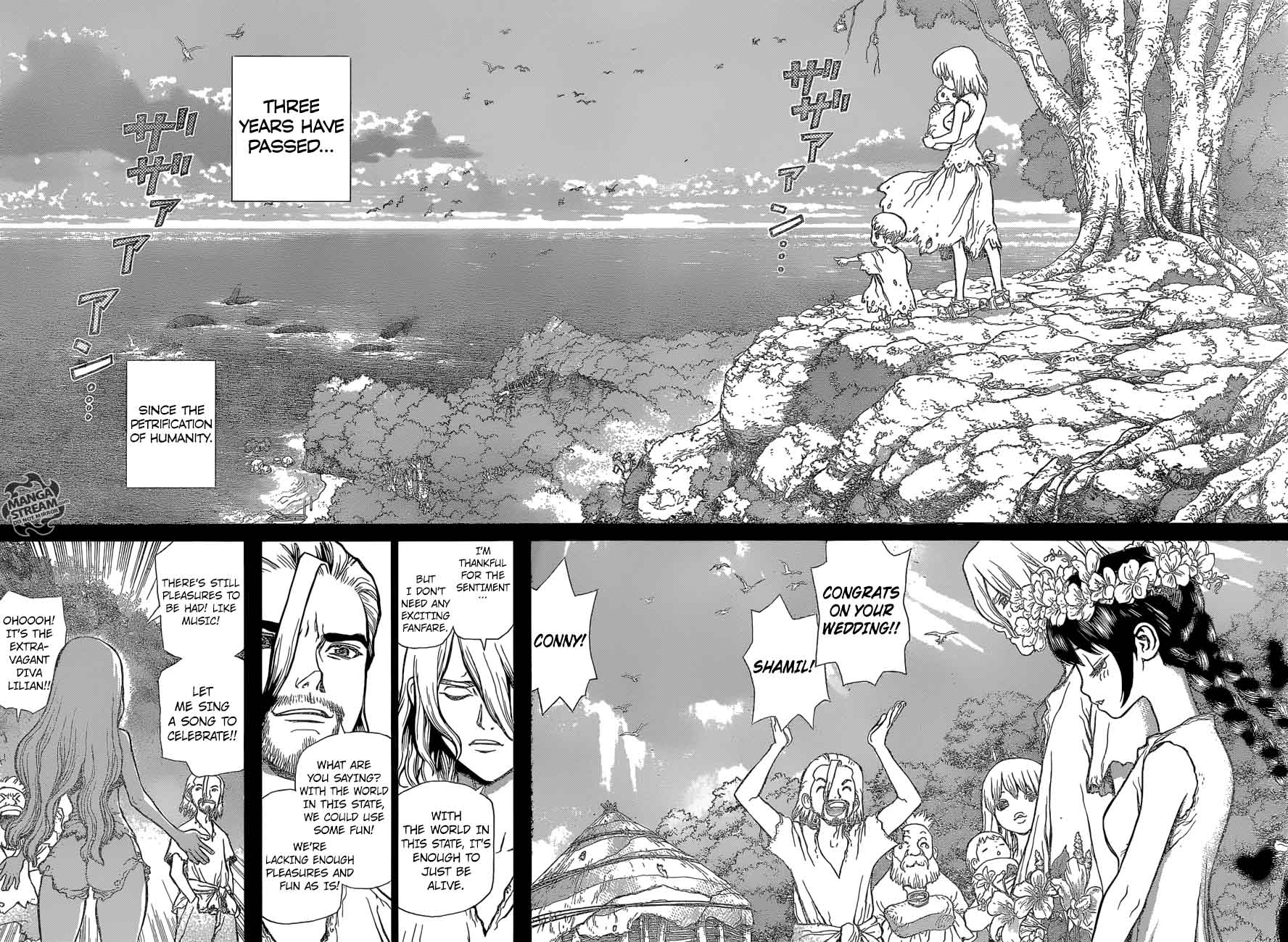 Dr. Stone Manga Chapter 44 page 14 - One Hundred Nights, One Thousand Skies scene