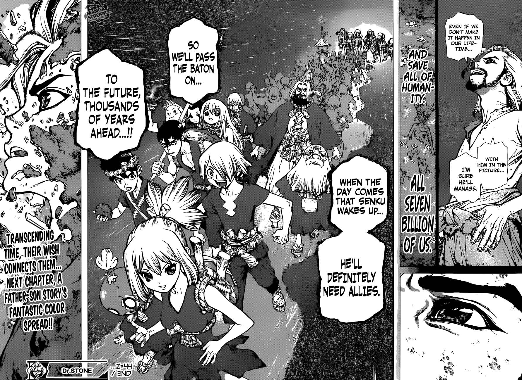 Dr. Stone Manga Chapter 44 page 17 - One Hundred Nights, One Thousand Skies scene