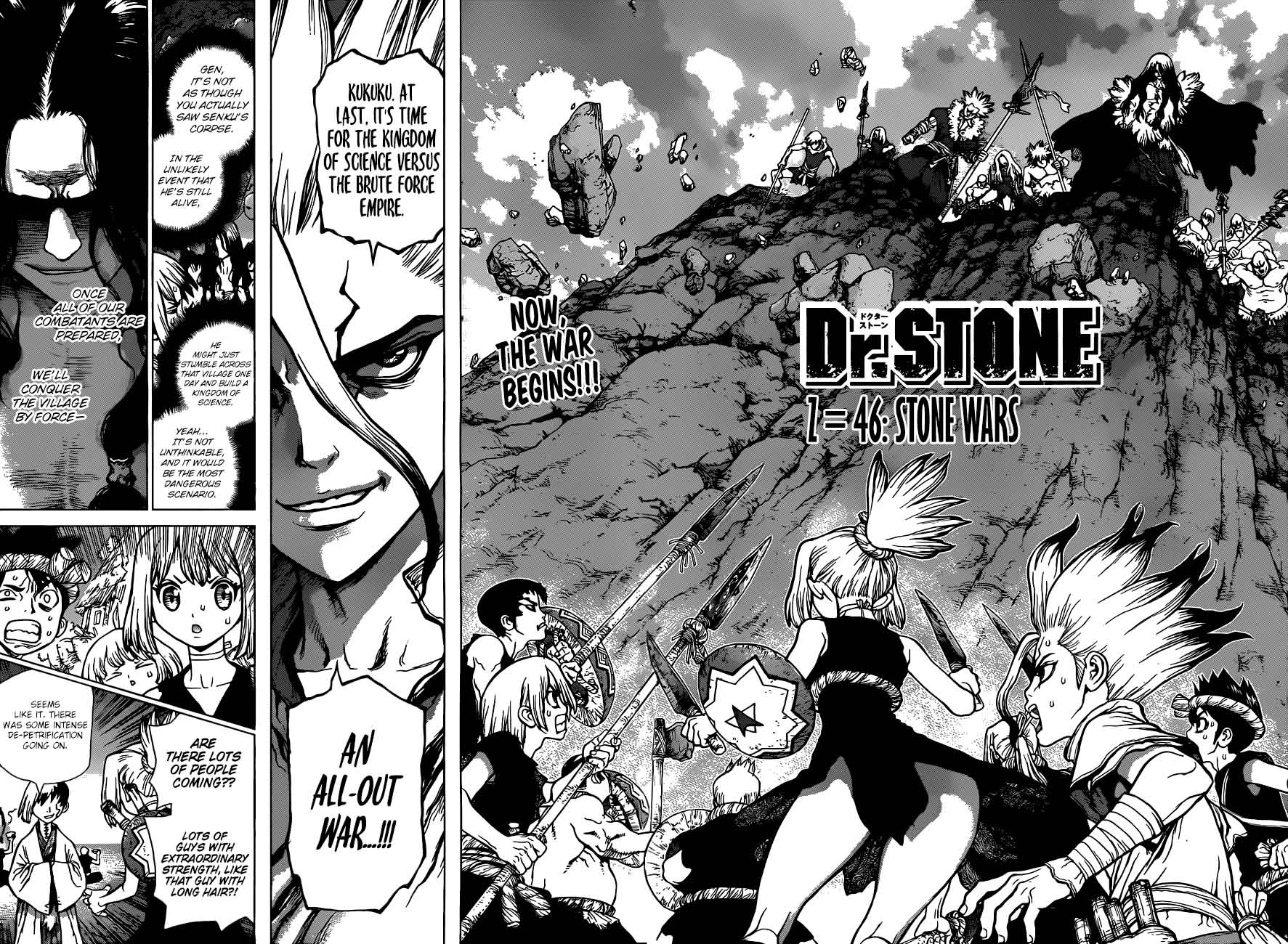 Dr. Stone Manga Chapter 46 page 2 - Stone Wars scene