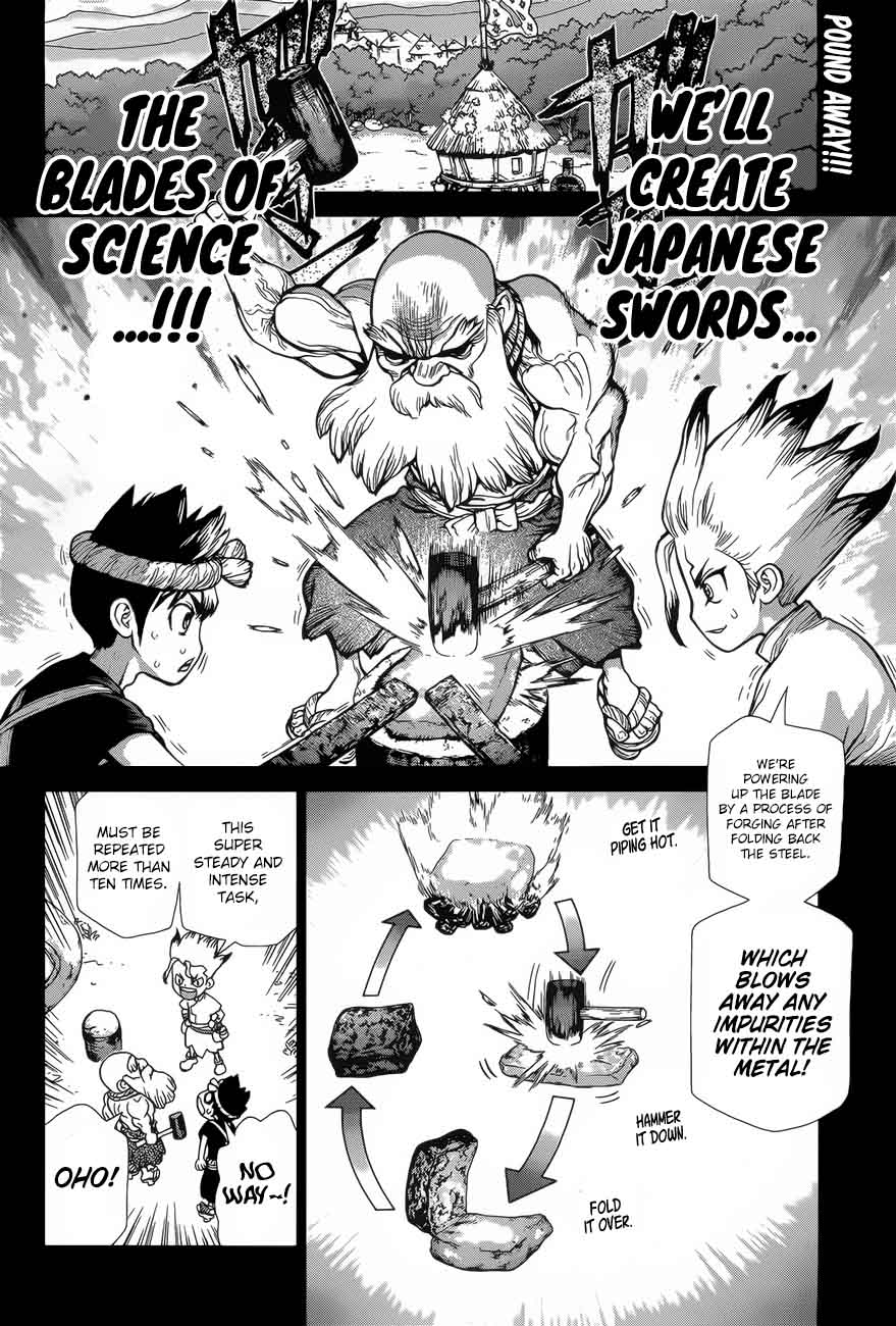 Dr. Stone Manga Chapter 48 page 2 - Blade of Science scene
