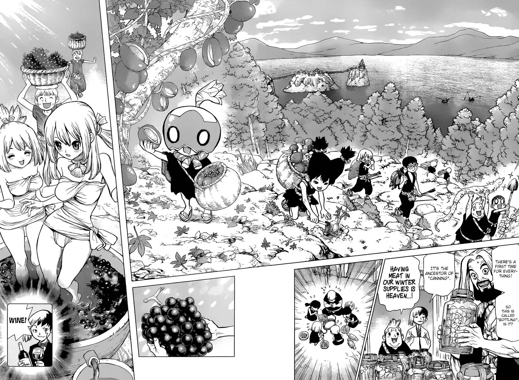 Dr. Stone Manga Chapter 53 page 10 - Hard Knocks Crafting Club scene