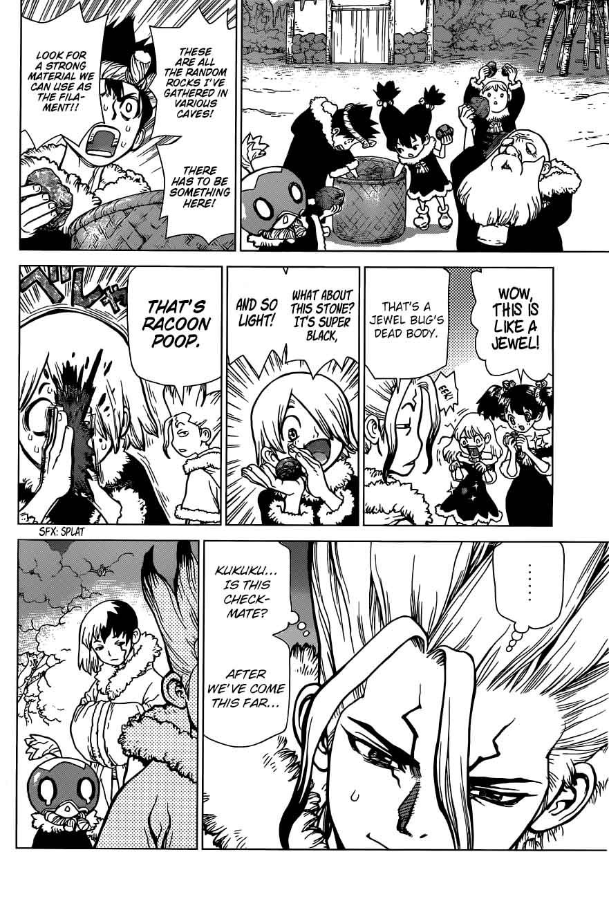 Dr. Stone Manga Chapter 54 page 12 - Flickering Blue Jewel scene