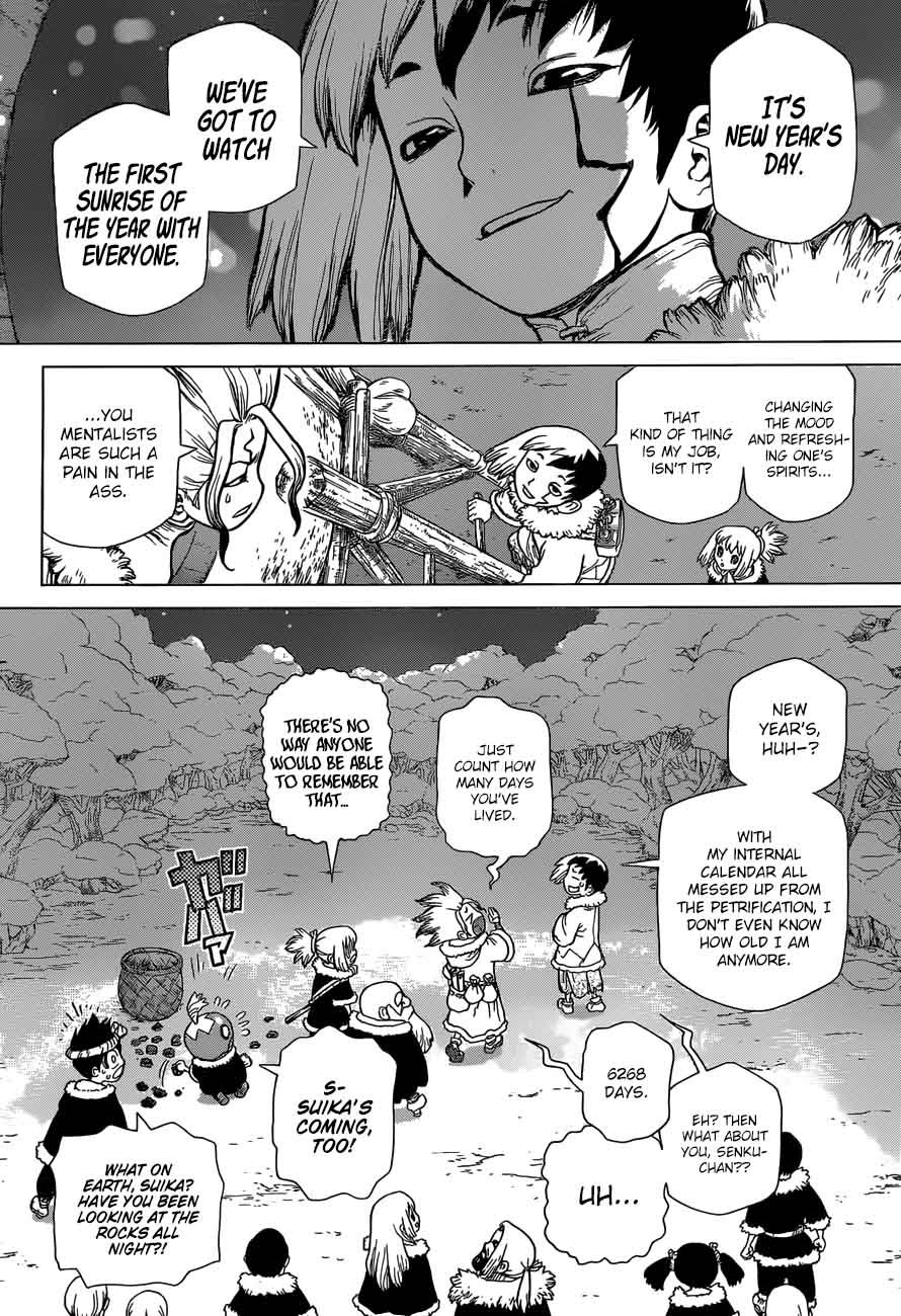 Dr. Stone Manga Chapter 54 page 14 - Flickering Blue Jewel scene