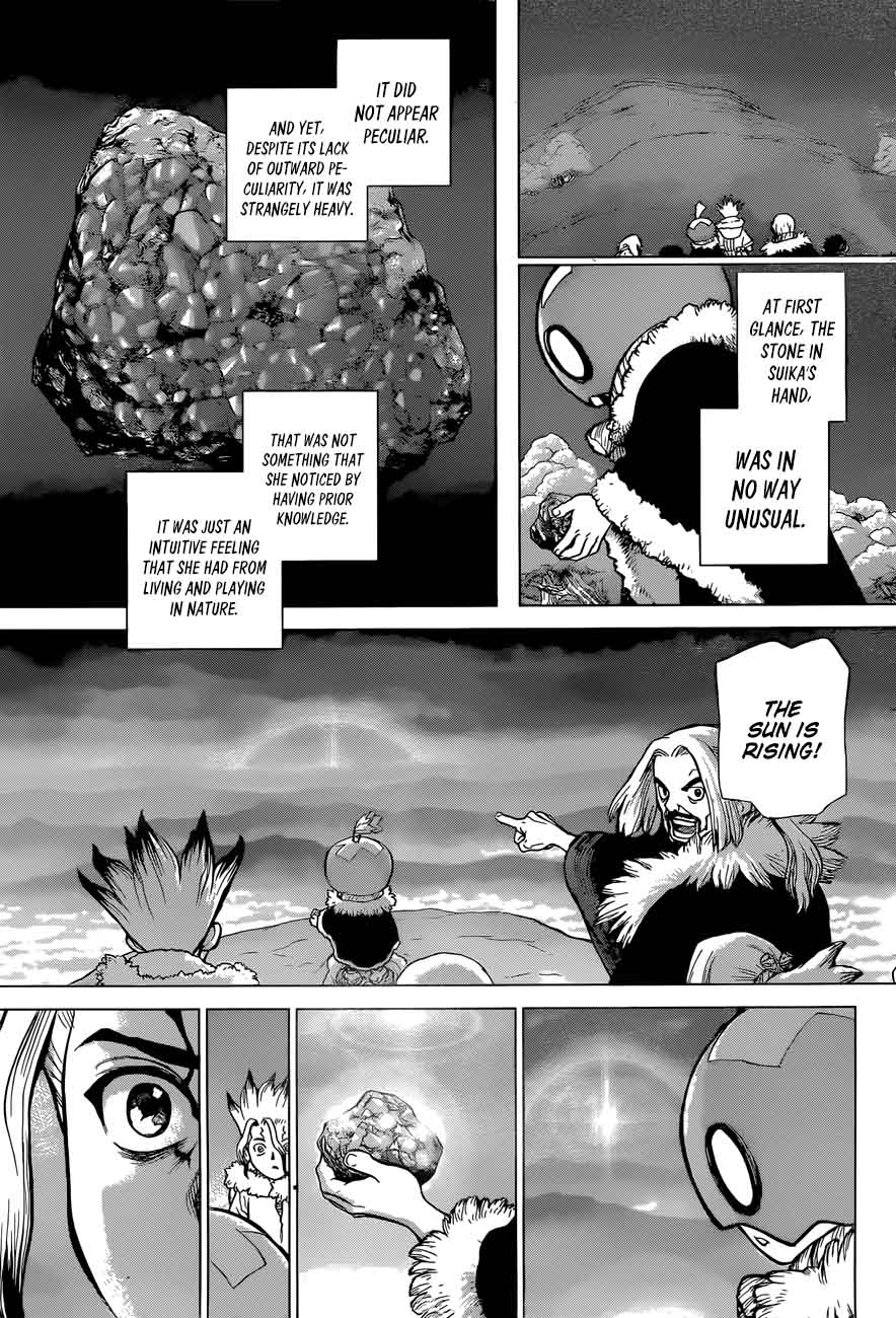 Dr. Stone Manga Chapter 54 page 15 - Flickering Blue Jewel scene