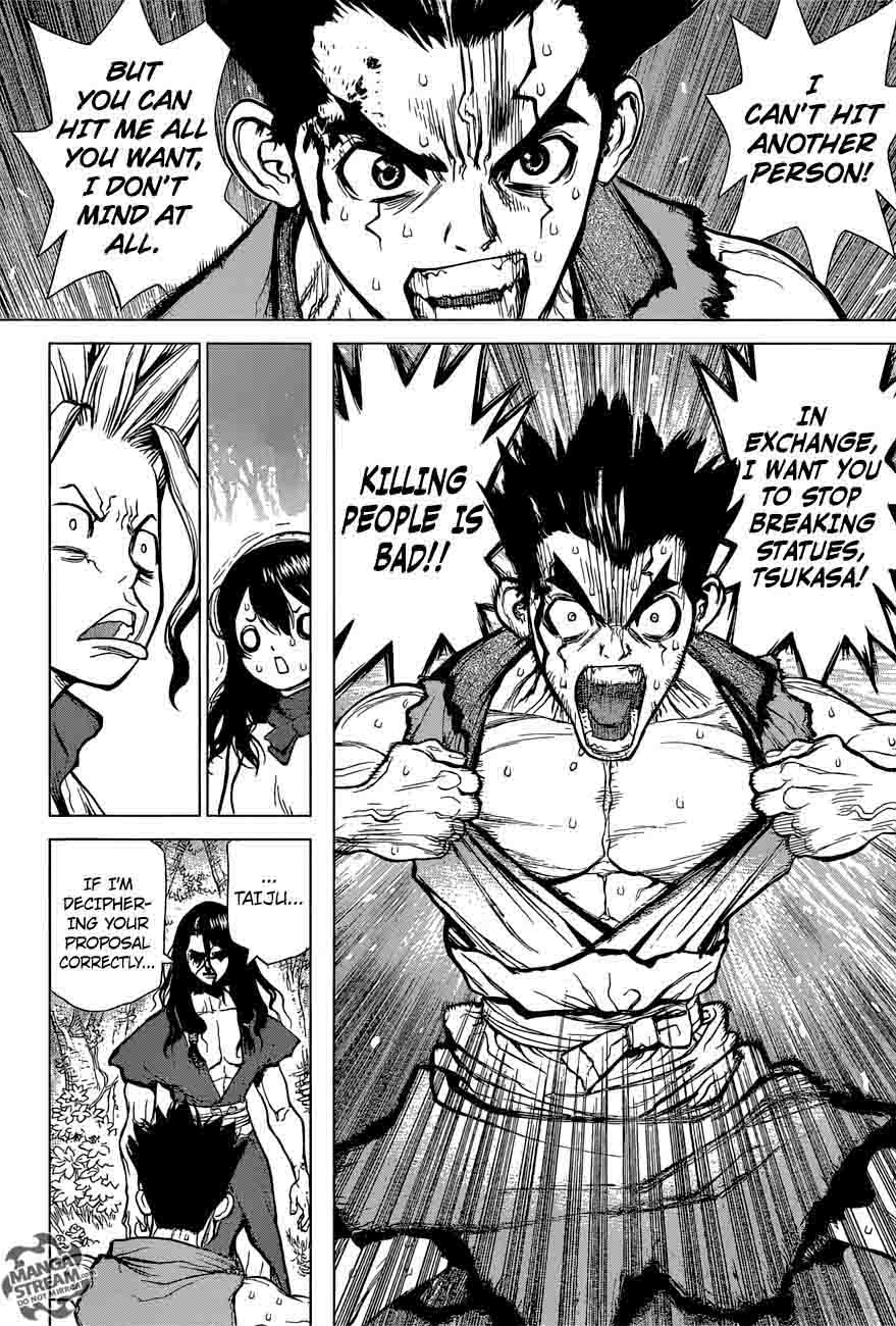 Dr. Stone Manga Chapter 6 page 10 - Taiju Vs. Tsukasa scene