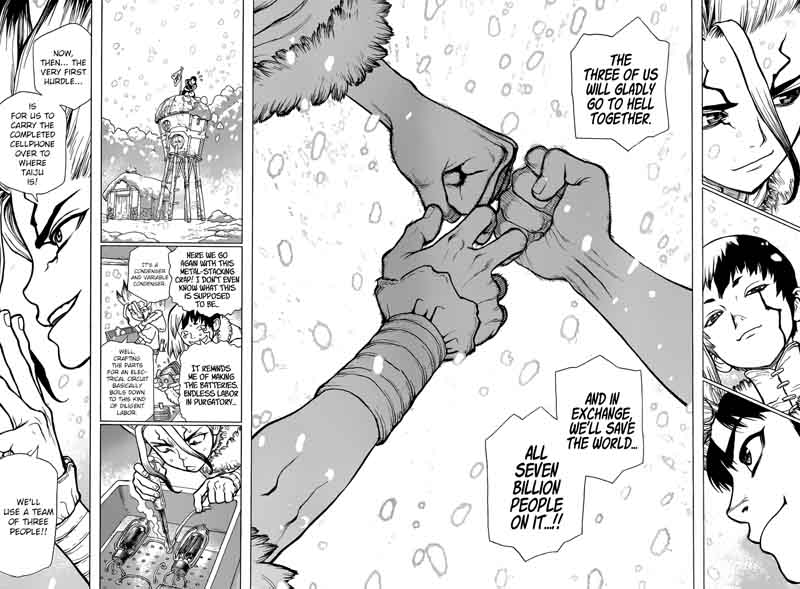 Dr. Stone Manga Chapter 61 page 11 - Stone Wars Begin scene