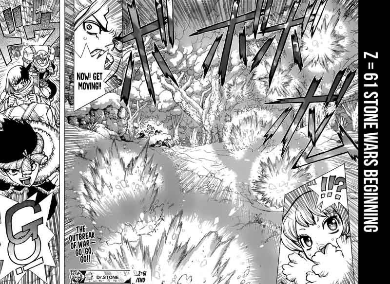 Dr. Stone Manga Chapter 61 page 16 - Stone Wars Begin scene