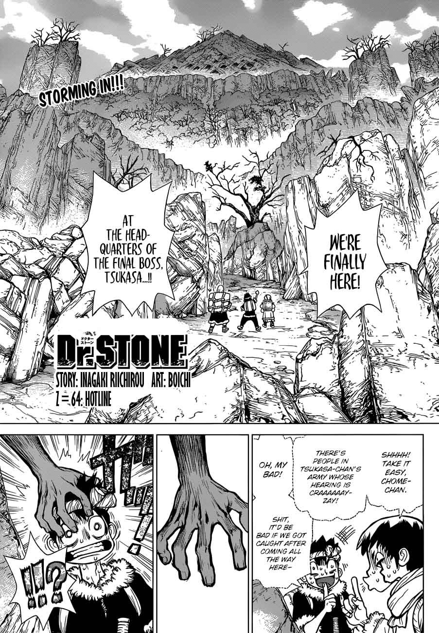 Dr. Stone Manga Chapter 64 page 1 - Hotline scene