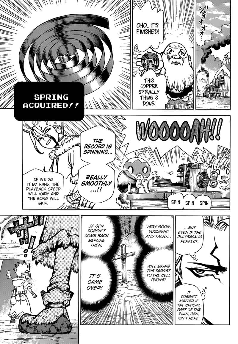 Dr. Stone Manga Chapter 65 page 17 - Call from the Dead scene