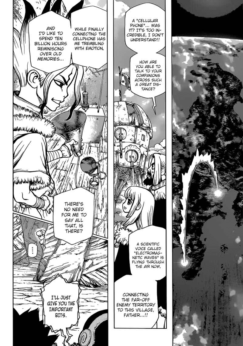 Dr. Stone Manga Chapter 65 page 4 - Call from the Dead scene