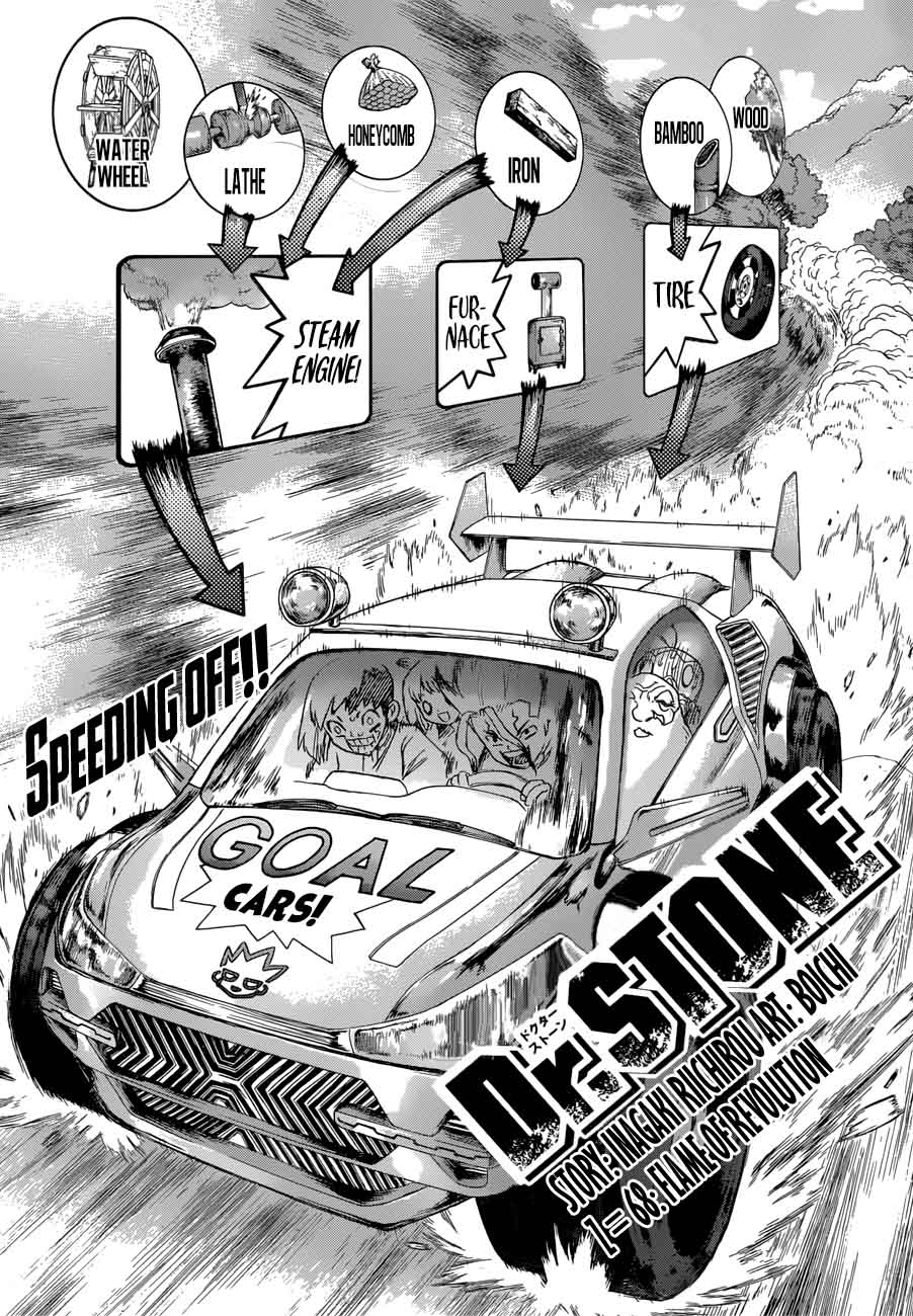 Dr. Stone Manga Chapter 68 page 1 - Flames of Revolution scene