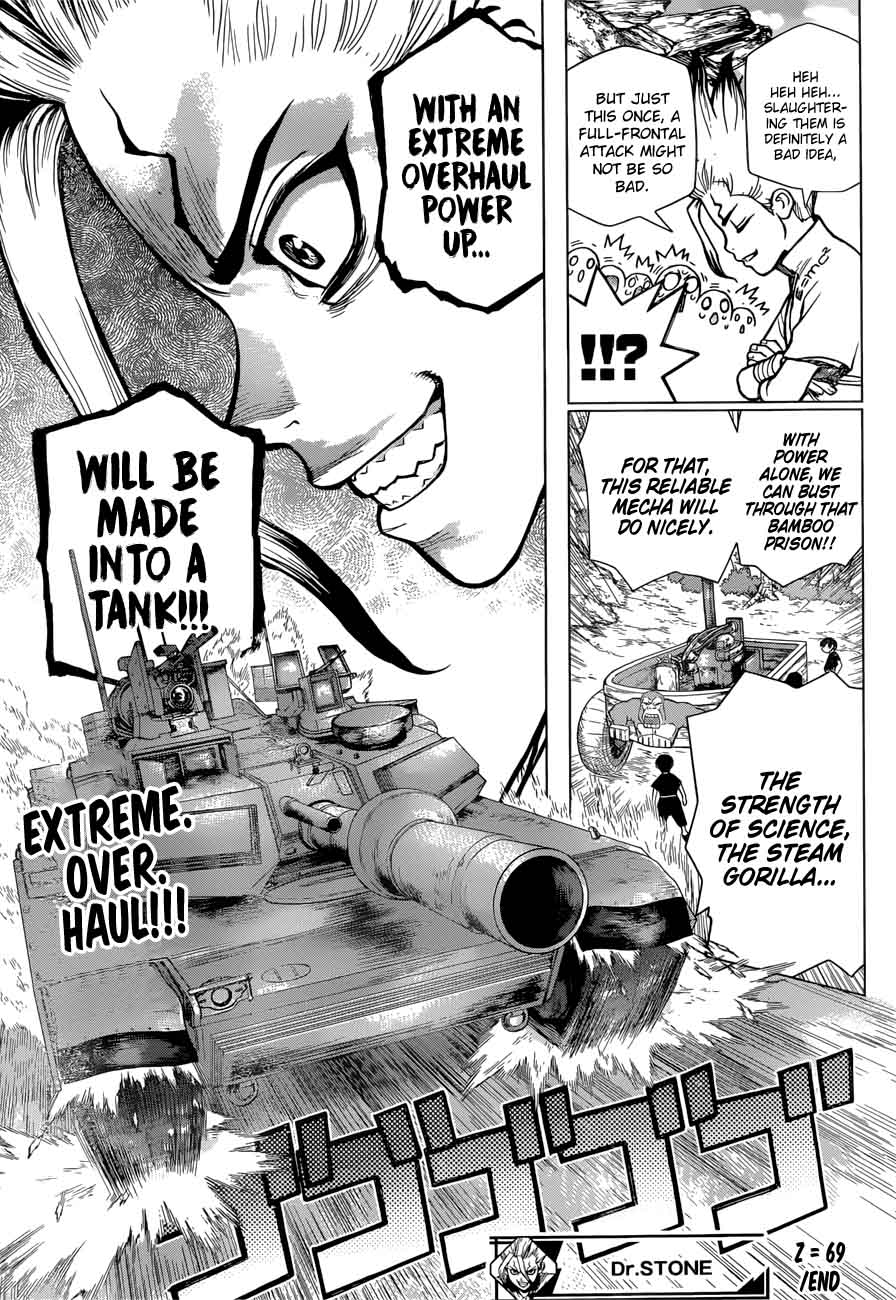 Dr. Stone Manga Chapter 69 page 16 - Steam Gorilla scene