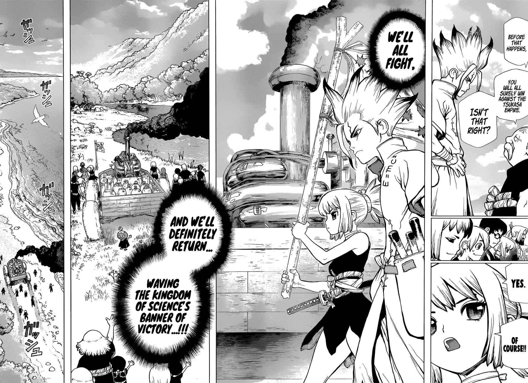 Dr. Stone Manga Chapter 69 page 9 - Steam Gorilla scene