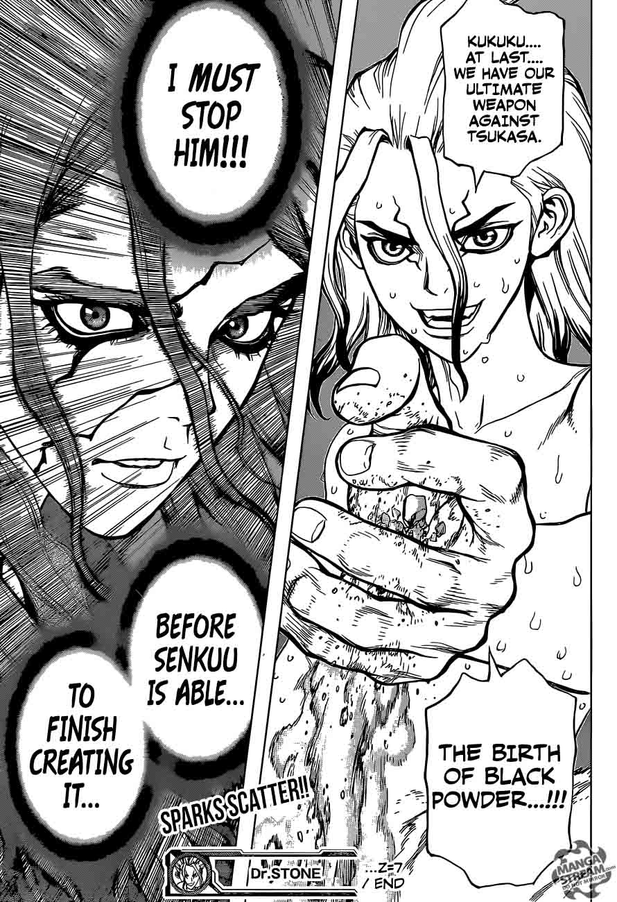 Dr. Stone Manga Chapter 7 page 16 - The Gunpowder Adventure scene