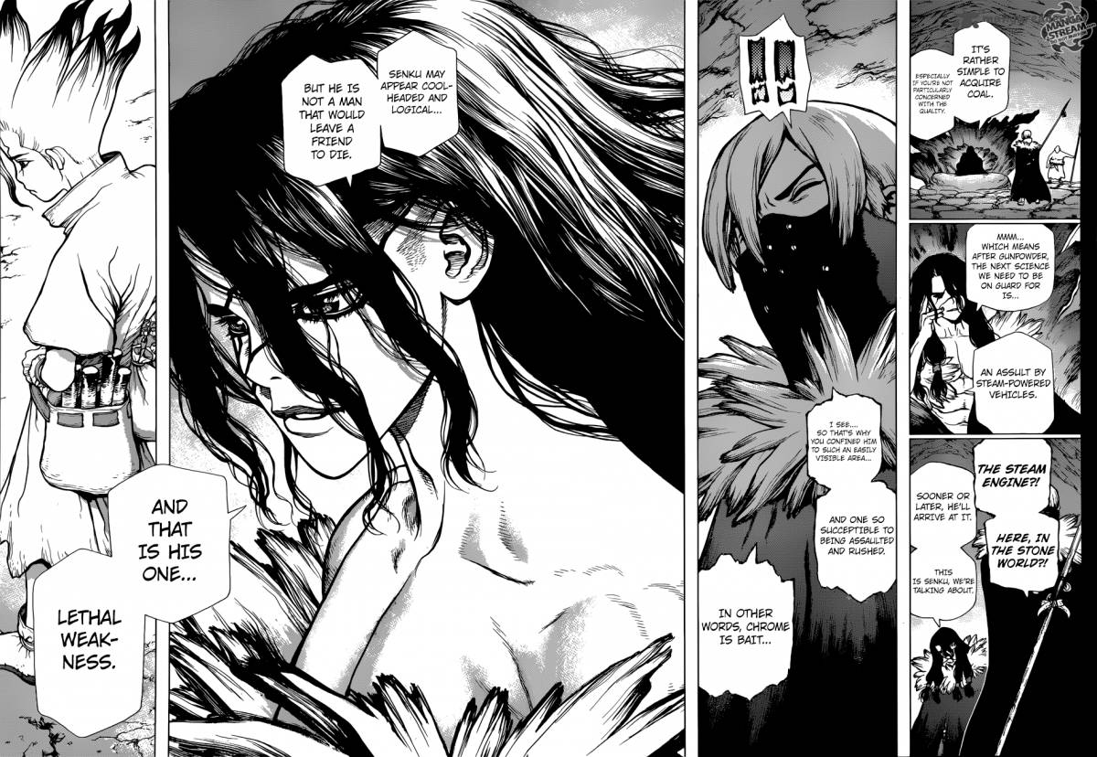 Dr. Stone Manga Chapter 70 page 14 - Paper Shield scene