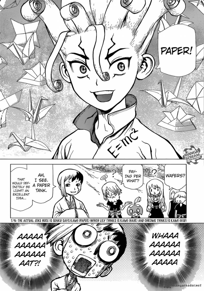 Dr. Stone Manga Chapter 70 page 2 - Paper Shield scene