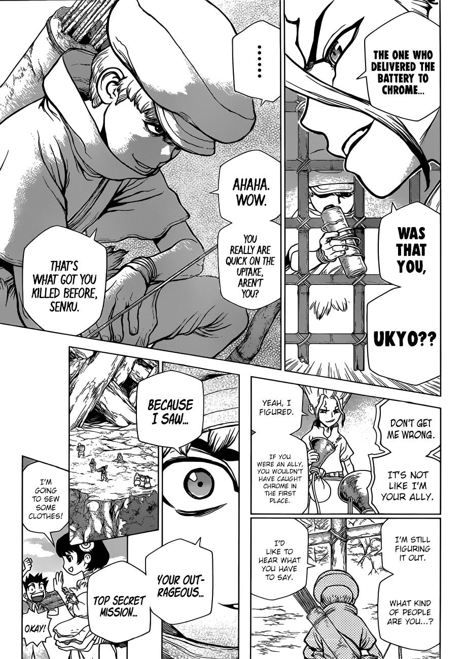 Dr. Stone Manga Chapter 73 page 14 - Top-Secret Mission scene