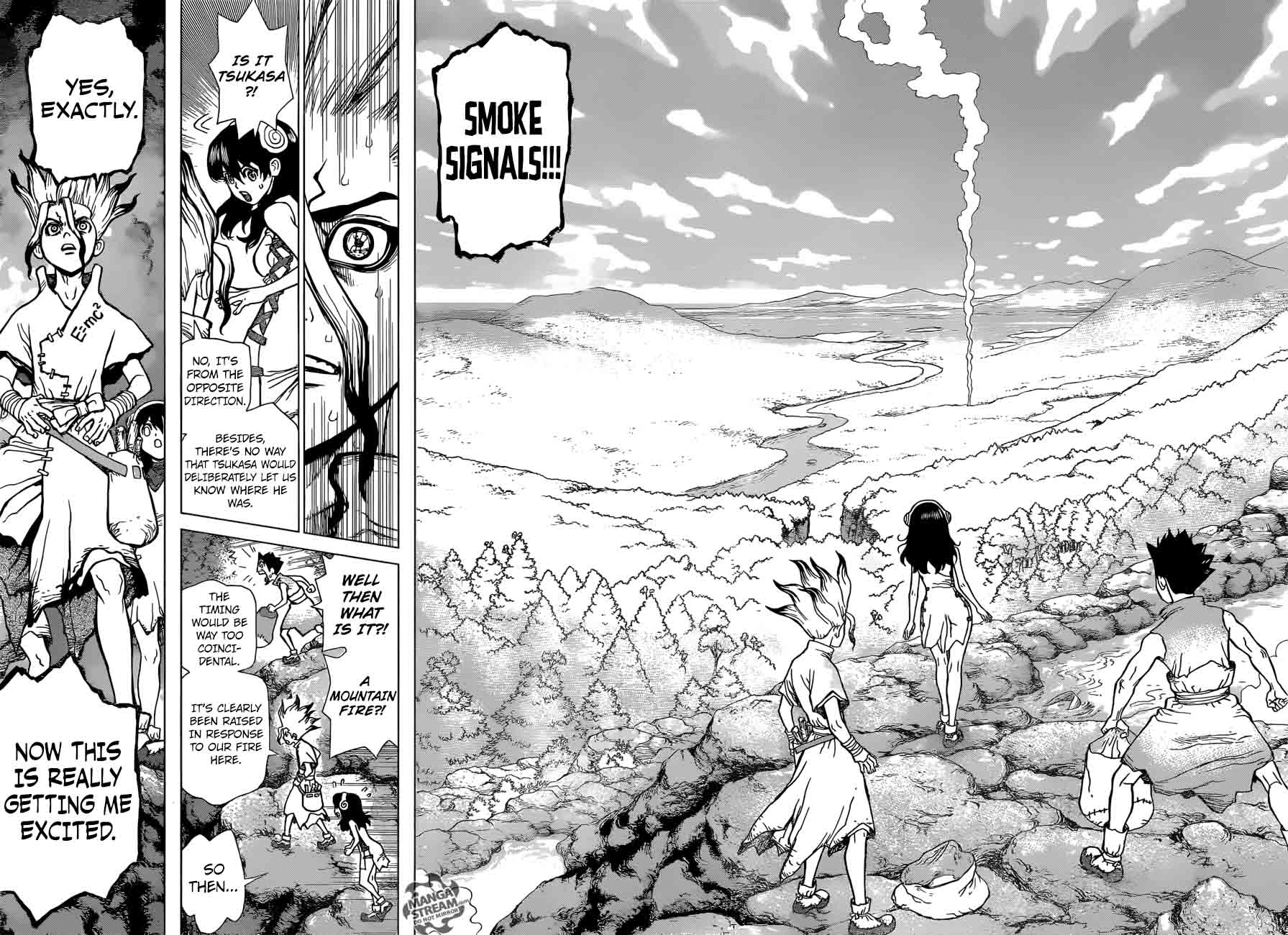 Dr. Stone Manga Chapter 8 page 15 - Raise the Smoke Signal scene