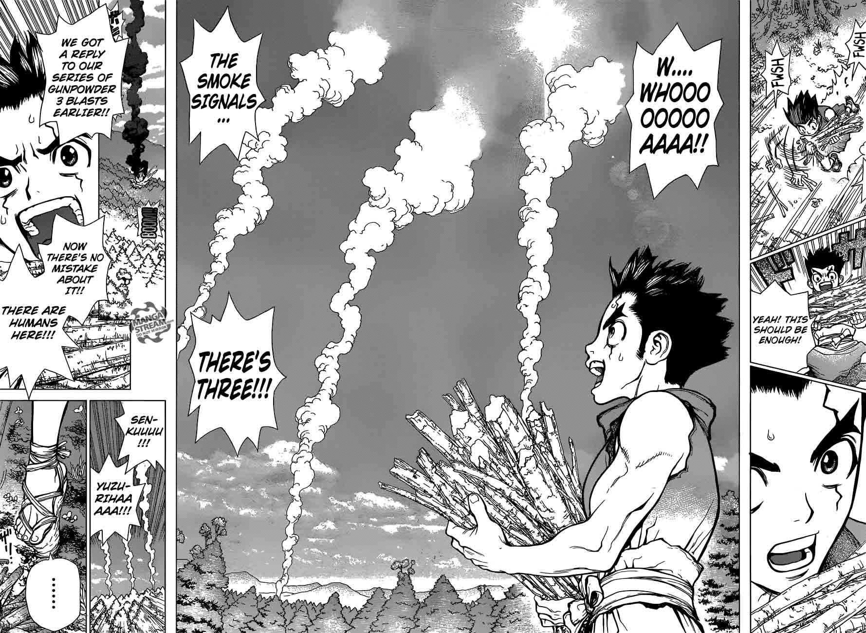 Dr. Stone Manga Chapter 9 page 15 - Senku Vs. Tsukasa scene