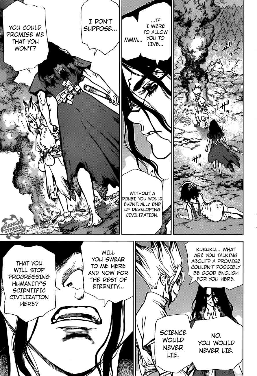 Dr. Stone Manga Chapter 9 page 17 - Senku Vs. Tsukasa scene