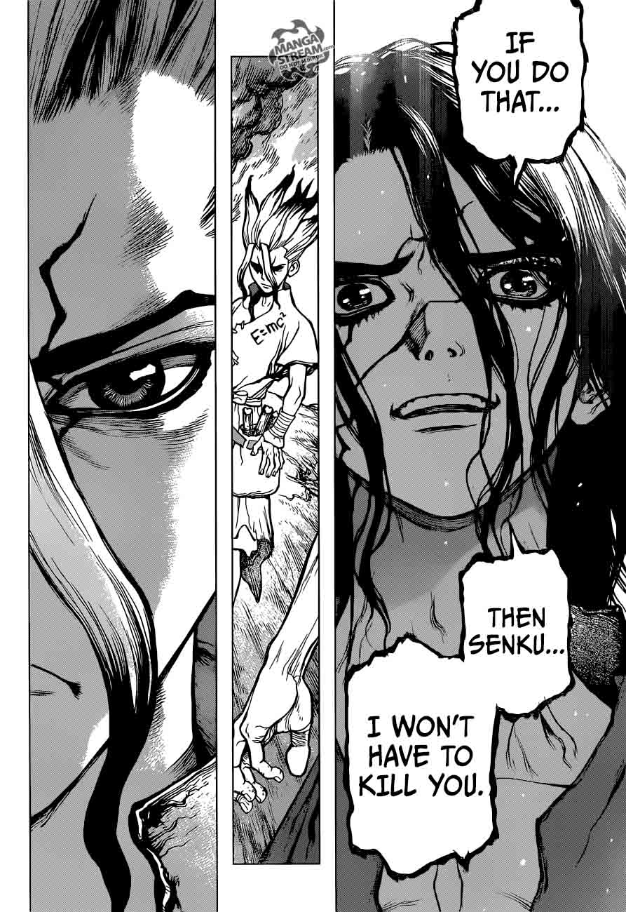 Dr. Stone Manga Chapter 9 page 18 - Senku Vs. Tsukasa scene