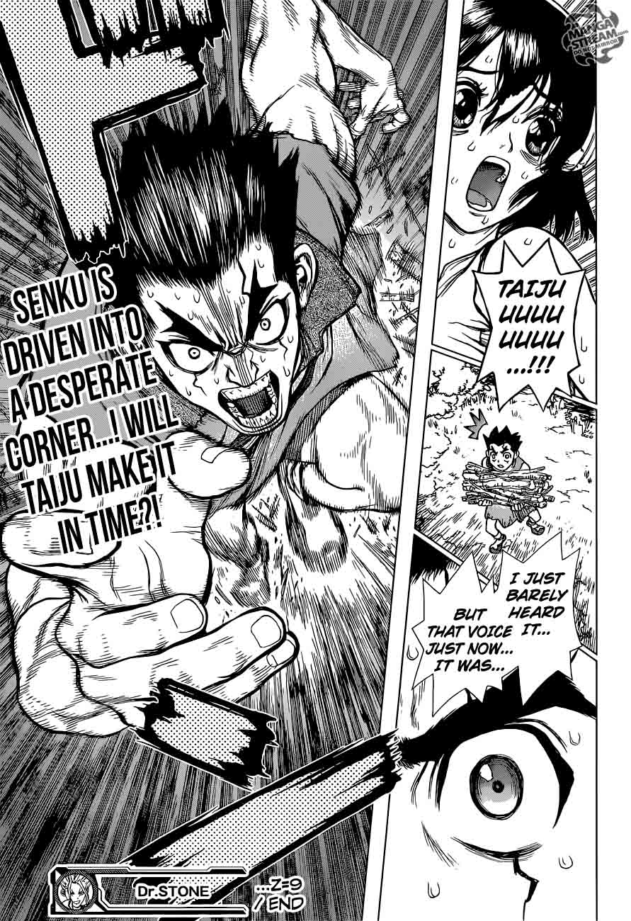Dr. Stone Manga Chapter 9 page 19 - Senku Vs. Tsukasa scene