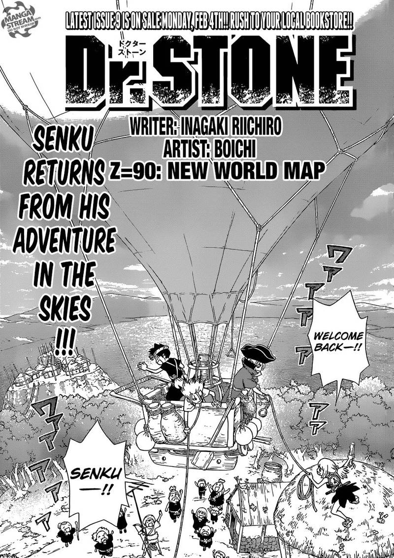 Dr. Stone Manga Chapter 90 page 1 - New World Map scene